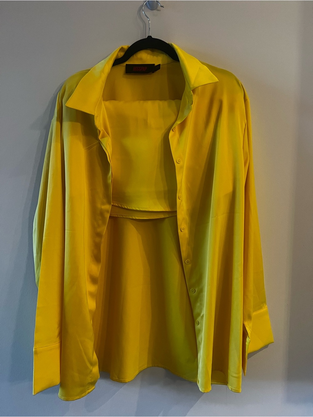 Bold Yellow Women's Button-Up Top and skirt piece